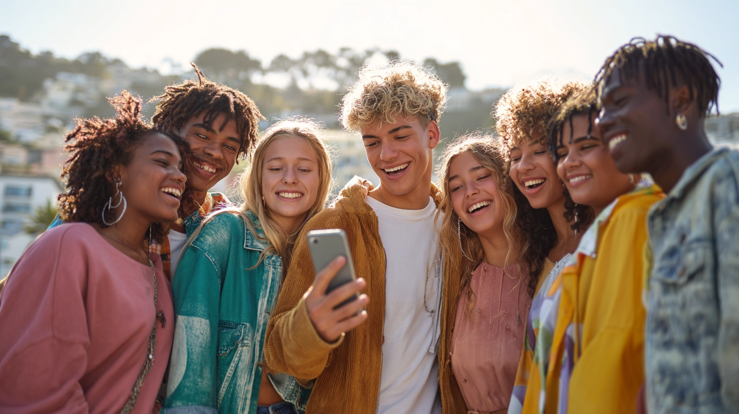 Diverse teens smiling together